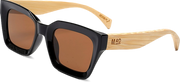 Moana Road Weekender Sunglasses Black with Wooden Arms 3270