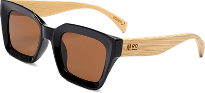 Moana Road Weekender Sunglasses Black with Wooden Arms 3270