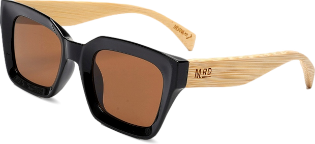 Moana Road Weekender Sunglasses Black with Wooden Arms 3270