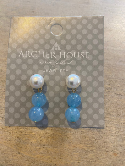Archer House Genuine Pearl and Stone Stud Earrings 123