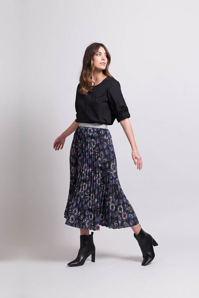 Garden Fields Pleat Skirt with Contrast Waistband TP13818