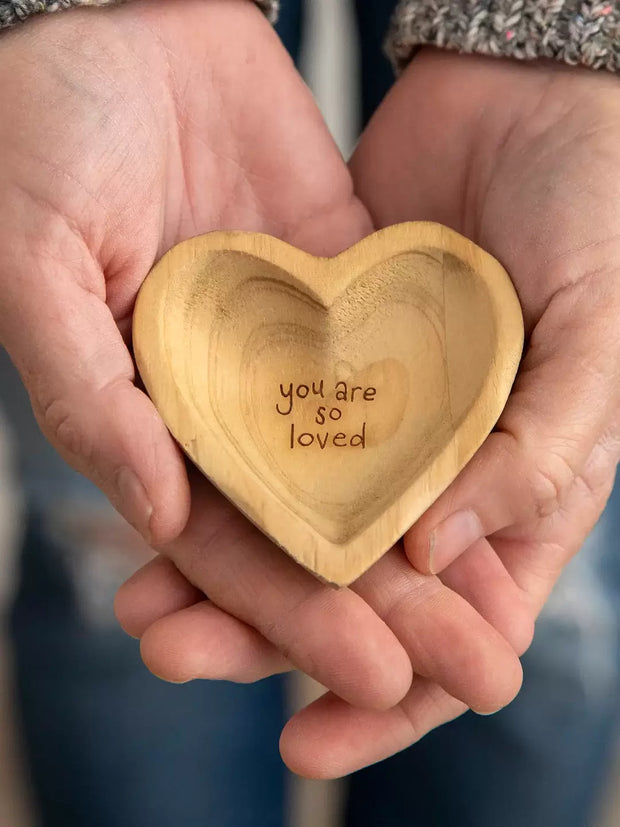 Natural Life Wooden Heart Trinket Jewellery Dish - You Are Loved 098