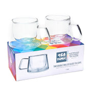 Tea Tonic Two Double Walled Glass Tea Cups - Square Handle