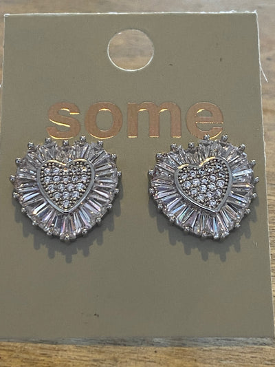 Some Heart Crystal Stud Earrings 566