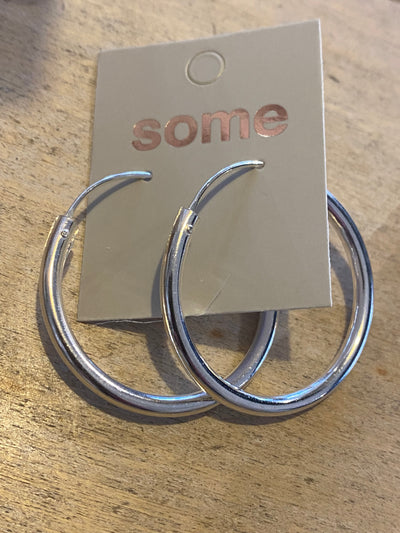 Some Sterling Silver 3x35mm Hoop Earrings 266