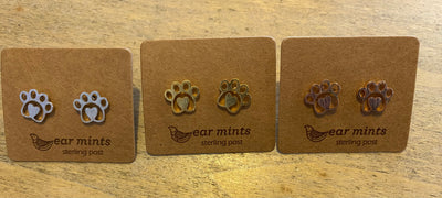 Ear Mints Love Heart Paw Print Post Earrings 3033