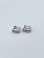 Some Silver Square Diamante Huggie Earrings 238
