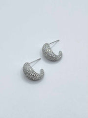Some Silver Coloured Diamante Moon Arc Earrings 243