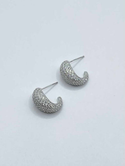 Some Silver Coloured Diamante Moon Arc Earrings 243