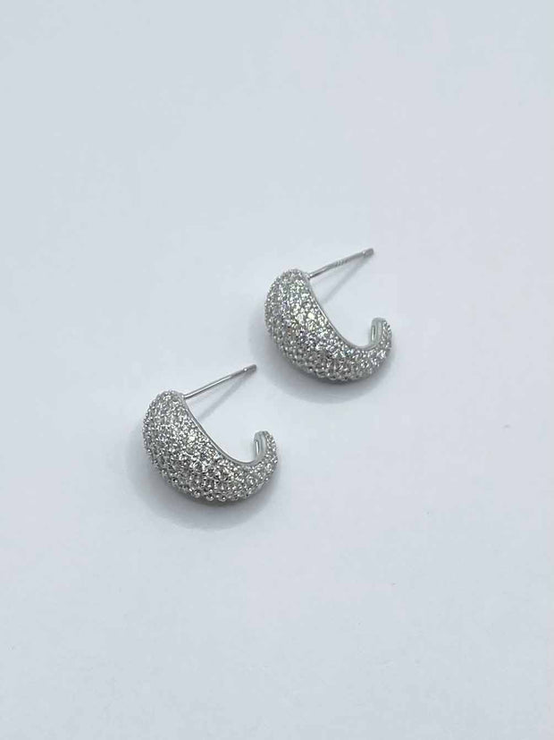 Some Silver Coloured Diamante Moon Arc Earrings 243