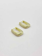 Some Gold Coloured Oval Rectangle Diamante Huggie Earrings 244