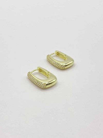 Some Gold Coloured Oval Rectangle Diamante Huggie Earrings 244