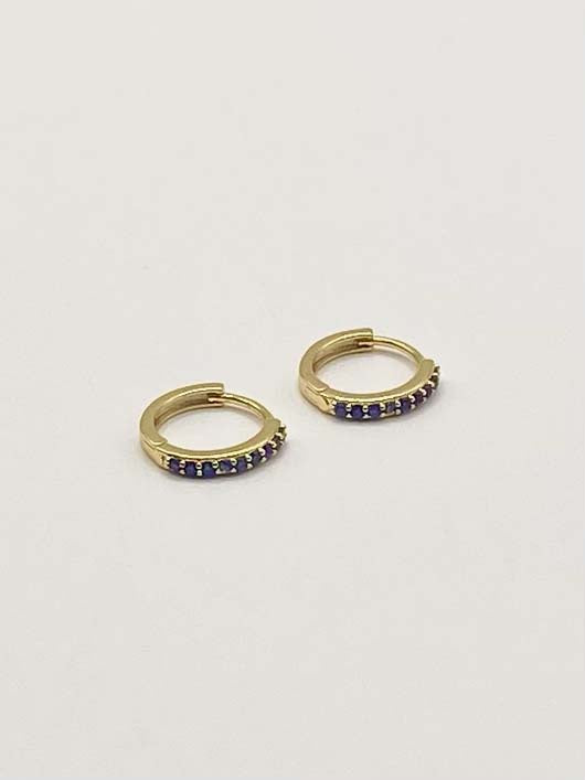 Some Gold Huggie Blue Crystal Earrings 297