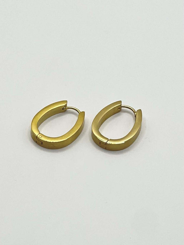 Some Gold Coloured Oval Hoop Earrings 449