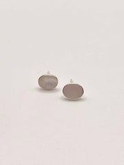 Some Sterling Silver Oval Mother of Pearl Stud Earrings 795