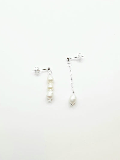 Some Sterling Silver Freshwater Pearl n Chain Earrings 827