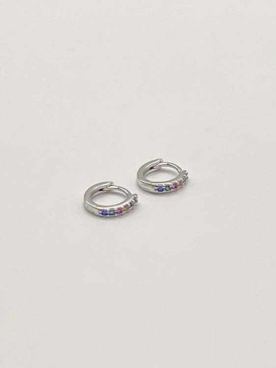 Some Sterling Silver Huggie Earrings 948F Multi