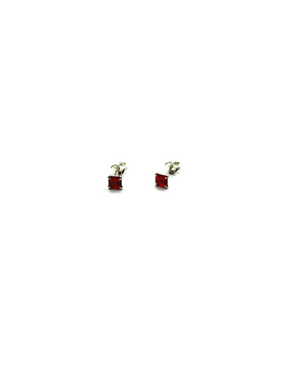 Some Sterling Silver Red Rhombus Stud Earrings 972
