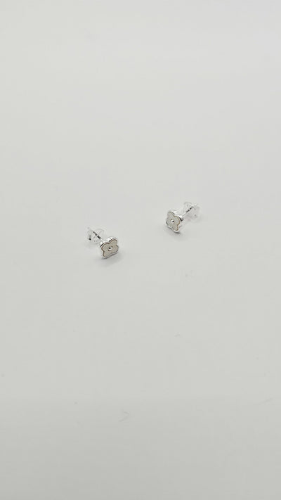 Some Sterling Silver Dot White Blossom Stud Earrings 994