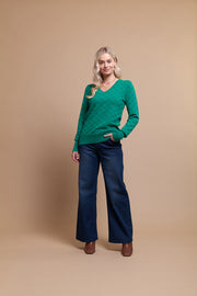 Memo Clover Textured Sweater with V Neck TP13838