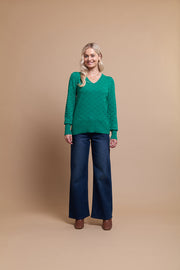 Memo Clover Textured Sweater with V Neck TP13838