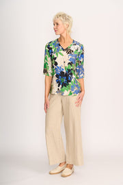 Foil Pintuck Scoop Hem Top in Floral Delight TP14603