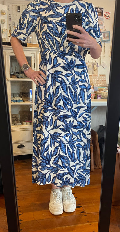 Foil Botany Gathered Sleeve Dress TP14472