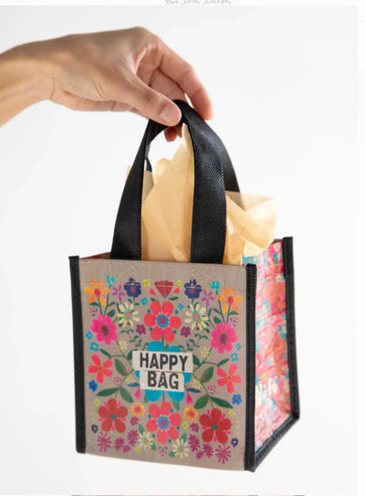 Natural Life gift bag recycled - happy bag teal folk flower Small 190