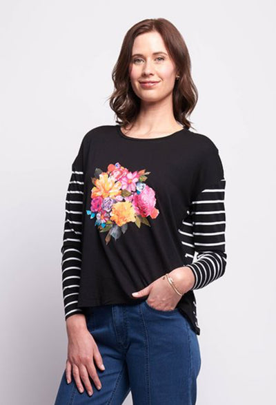 Foil Bouquet Drop Shoulder Top TP11156