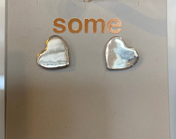 Some Sterling Silver Heart Stud Earrings 652