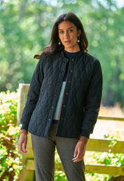 Foil Quilted Snap Jacket in Black TP14439