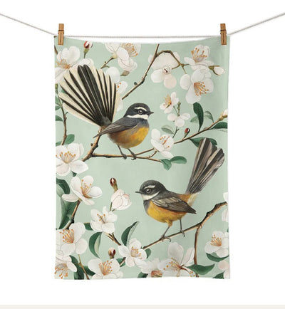 100% NZ Chatty Fantails Piwakawaka Tea Towel 113