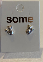 Some Sterling Silver Siamese Cat Stud Earrings 544