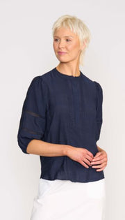 OH Three Check and Lace Blouse TP14114