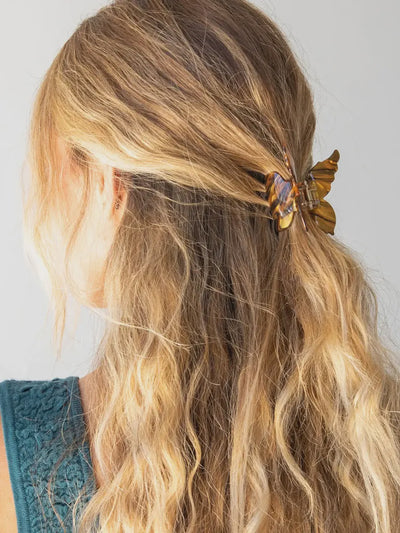 Natural Life butterfly hair claw clip - brown 035