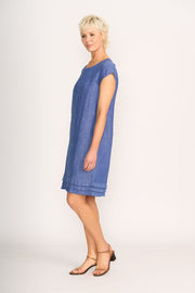 Foil Linen Pleat Dreams Dress in Denim TP14026