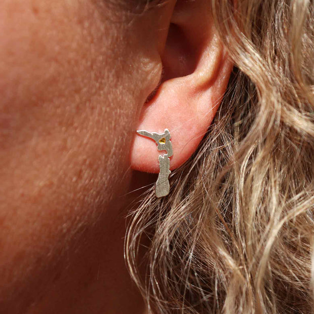 Little Taonga NZ Map Stud Earrings
