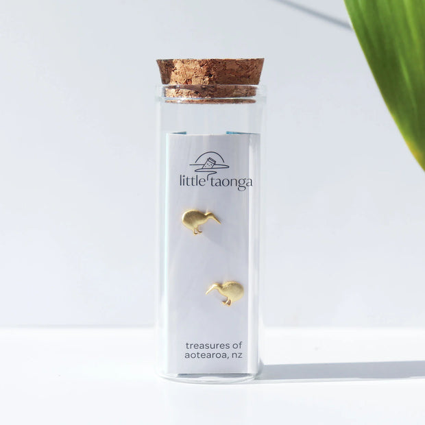 Little Taonga Kiwi Stud Earrings in Jar LTS and LTG