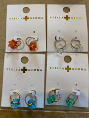 Stella and Gemma Gold Coloured Hoop Earrings with Resin Flowers