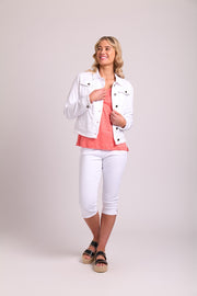 Memo Fray Hem Jacket in White Denim TP14048