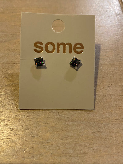 Some Sterling Silver Petrol Rhombus Stud Earrings 977