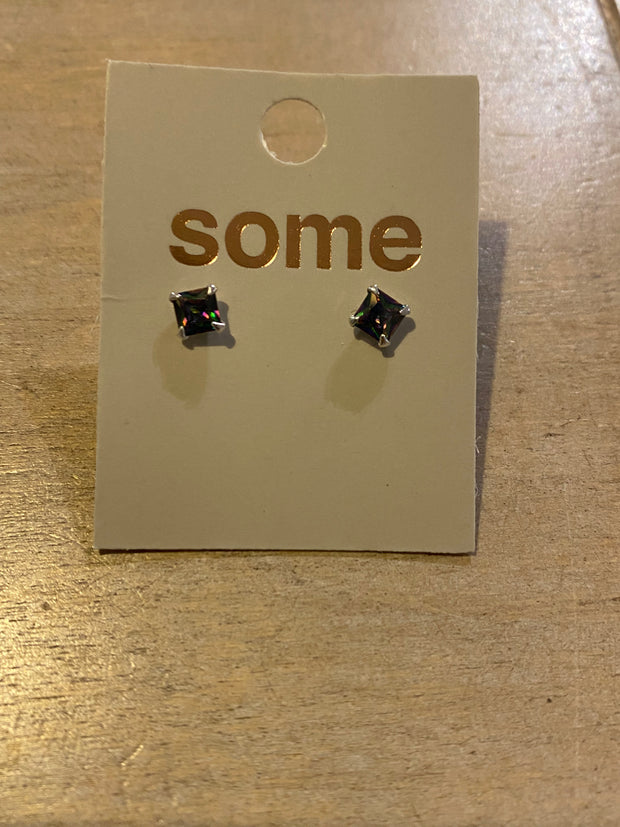 Some Sterling Silver Petrol Rhombus Stud Earrings 977