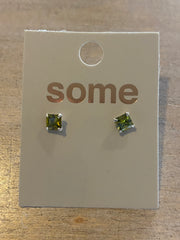 Some Sterling Silver Green Rhombus Stud Earrings 978
