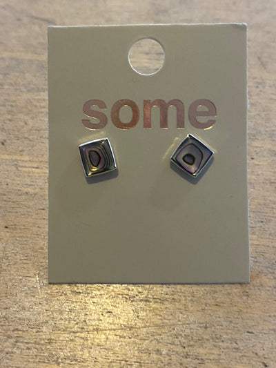Some Sterling Silver Square Pāua  Stud Earrings 181