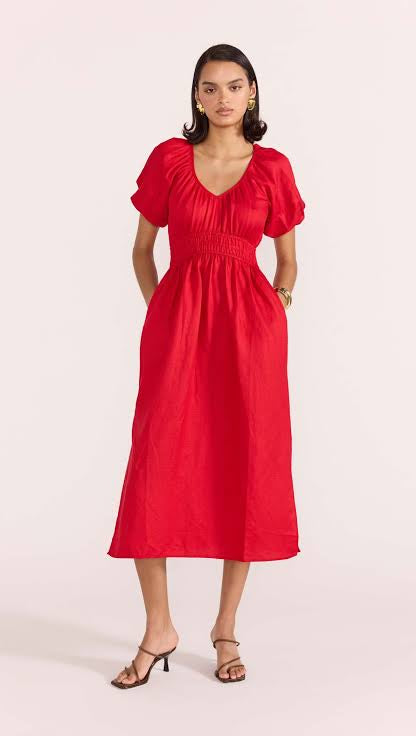 Staple the Label Amana Midi Dress in Red 2406452