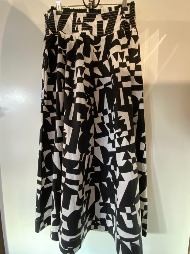 Foil A Line Shirred Waist Skirt in Abstract TP14120
