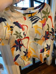 Foil Abstract Floral Pleat Back Top TP14551