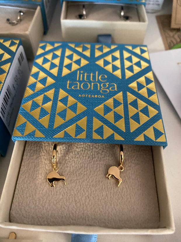 Little Taonga Kiwi Huggie Earrings Gold