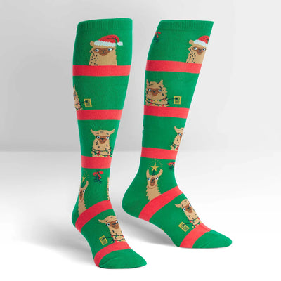 Sock it to Me Fa La Llama Women's Knee High Christmas Socks