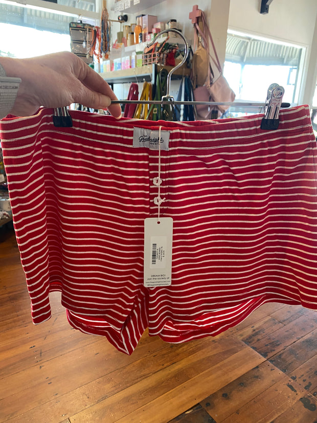 The Goodnight Society Jersey Boxers in Cherry Stripe 138 07